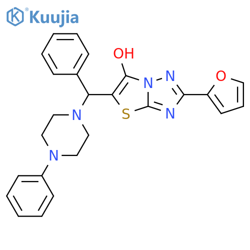 2-(furan-2-yl)-5-phenyl(4-phenylpiperazin-1-yl)methyl-1,2,4triazolo3,2-b1,3thiazol-6-ol structure