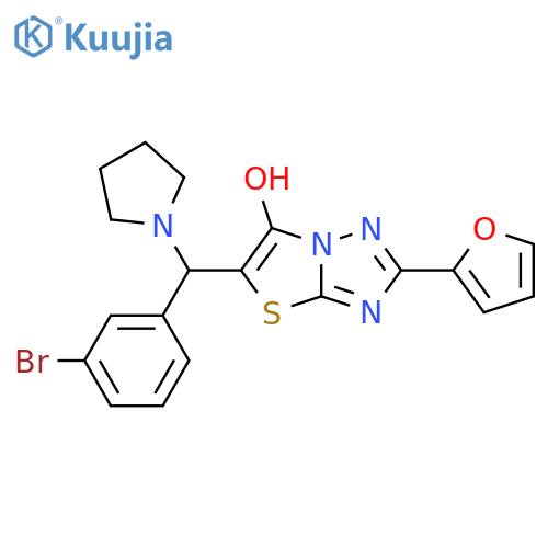 5-(3-bromophenyl)(pyrrolidin-1-yl)methyl-2-(furan-2-yl)-1,2,4triazolo3,2-b1,3thiazol-6-ol structure