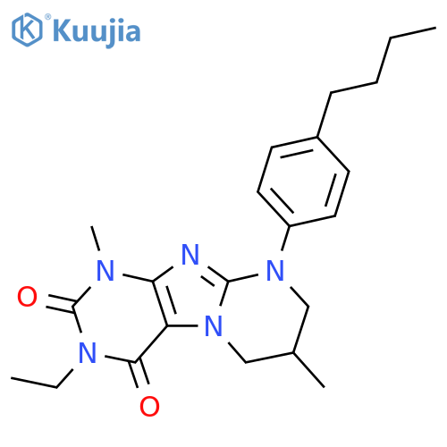 9-(4-butylphenyl)-3-ethyl-1,7-dimethyl-1H,2H,3H,4H,6H,7H,8H,9H-pyrimido1,2-gpurine-2,4-dione structure