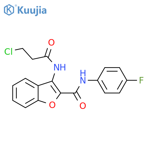 3-(3-chloropropanamido)-N-(4-fluorophenyl)-1-benzofuran-2-carboxamide structure