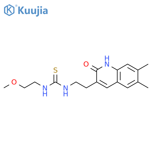 1-2-(6,7-dimethyl-2-oxo-1,2-dihydroquinolin-3-yl)ethyl-3-(2-methoxyethyl)thiourea structure