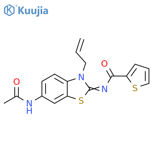 N-(2Z)-6-acetamido-3-(prop-2-en-1-yl)-2,3-dihydro-1,3-benzothiazol-2-ylidenethiophene-2-carboxamide structure