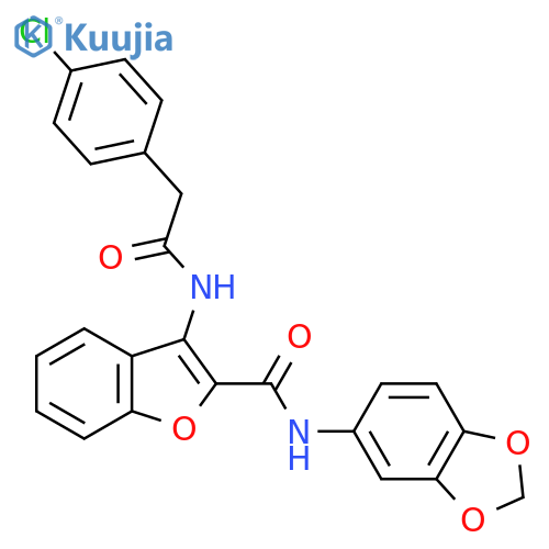 N-(2H-1,3-benzodioxol-5-yl)-3-2-(4-chlorophenyl)acetamido-1-benzofuran-2-carboxamide structure