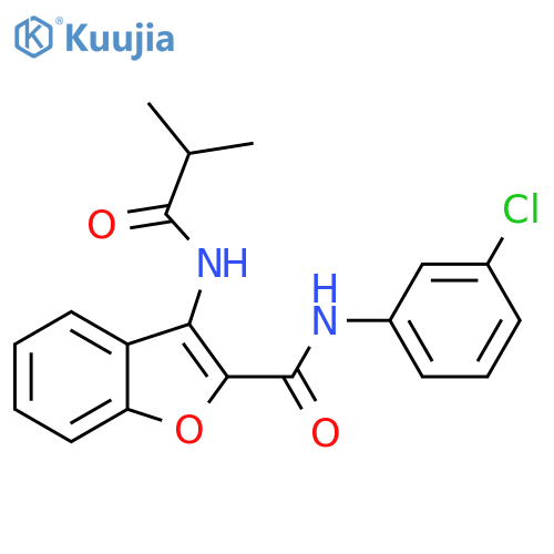 N-(3-chlorophenyl)-3-(2-methylpropanamido)-1-benzofuran-2-carboxamide structure