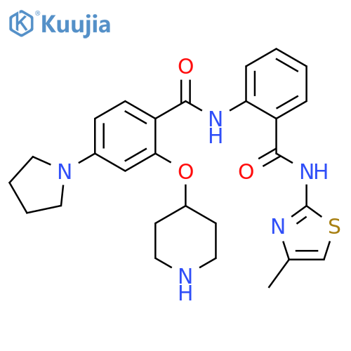 Benzamide,N-[2-[[(4-methyl-2-thiazolyl)amino]carbonyl]phenyl]-2-(4-piperidinyloxy)-4-(1-pyrrolidinyl)- structure