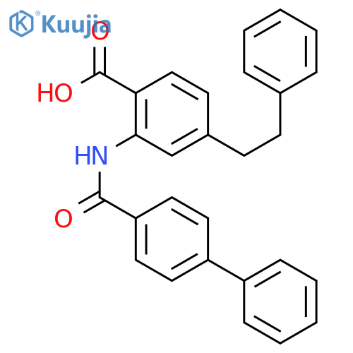 Benzoic acid, 2-[([1,1'-biphenyl]-4-ylcarbonyl)amino]-4-(2-phenylethyl)- structure