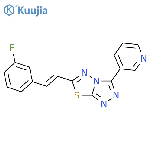3-{6-(E)-2-(3-fluorophenyl)ethenyl-1,2,4triazolo3,4-b1,3,4thiadiazol-3-yl}pyridine structure