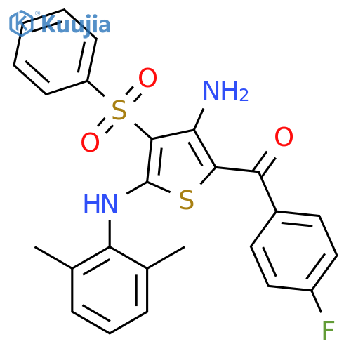3-(benzenesulfonyl)-N2-(2,6-dimethylphenyl)-5-(4-fluorobenzoyl)thiophene-2,4-diamine structure