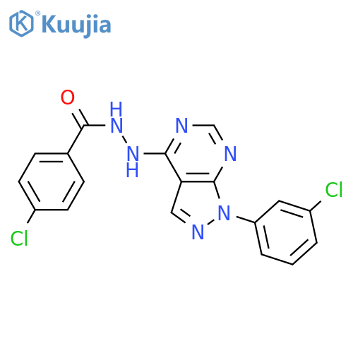 4-chloro-N'-1-(3-chlorophenyl)-1H-pyrazolo3,4-dpyrimidin-4-ylbenzohydrazide structure