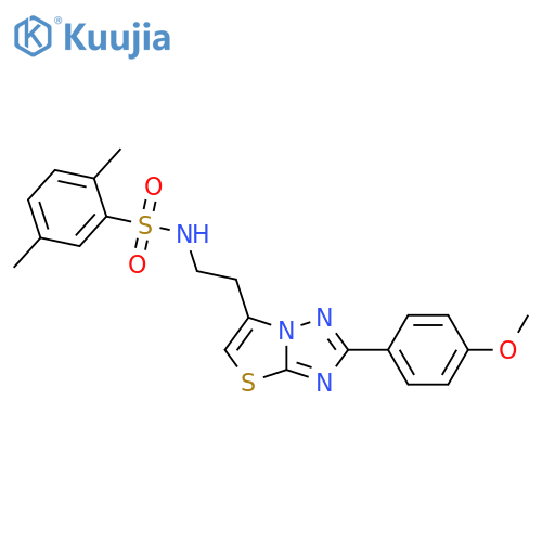 N-{2-2-(4-methoxyphenyl)-1,2,4triazolo3,2-b1,3thiazol-6-ylethyl}-2,5-dimethylbenzene-1-sulfonamide structure