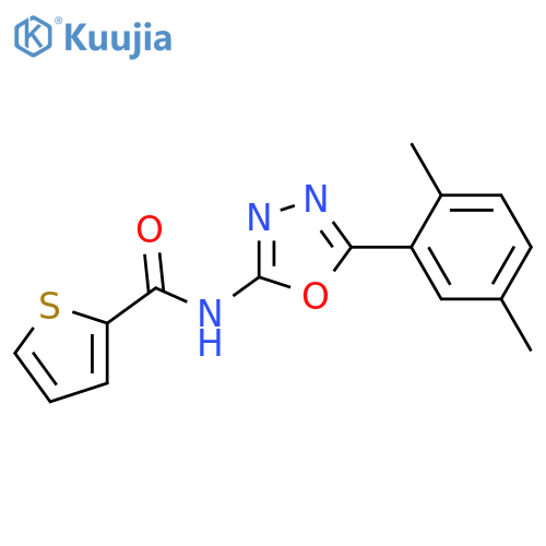 N-5-(2,5-dimethylphenyl)-1,3,4-oxadiazol-2-ylthiophene-2-carboxamide structure