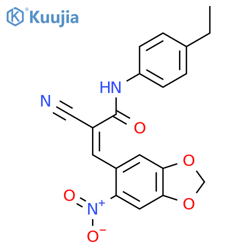 2-cyano-N-(4-ethylphenyl)-3-(6-nitro-1,3-dioxaindan-5-yl)prop-2-enamide structure