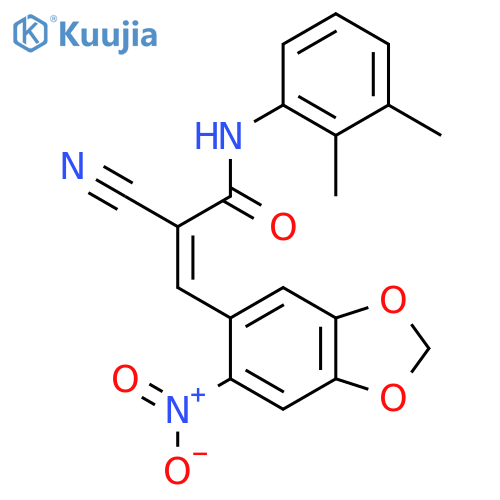 2-cyano-N-(2,3-dimethylphenyl)-3-(6-nitro-1,3-dioxaindan-5-yl)prop-2-enamide structure