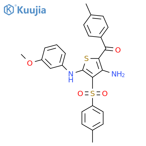 N2-(3-methoxyphenyl)-5-(4-methylbenzoyl)-3-(4-methylbenzenesulfonyl)thiophene-2,4-diamine structure