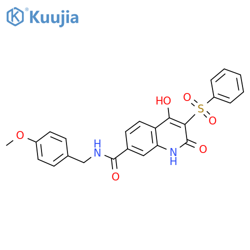 3-(benzenesulfonyl)-4-hydroxy-N-(4-methoxyphenyl)methyl-2-oxo-1,2-dihydroquinoline-7-carboxamide structure
