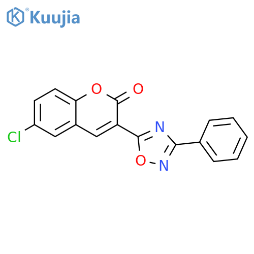 6-chloro-3-(3-phenyl-1,2,4-oxadiazol-5-yl)-2H-chromen-2-one structure