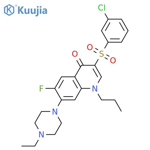3-(3-chlorobenzenesulfonyl)-7-(4-ethylpiperazin-1-yl)-6-fluoro-1-propyl-1,4-dihydroquinolin-4-one structure