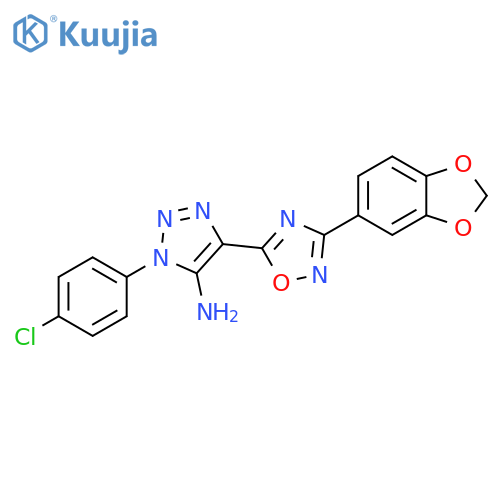 4-3-(2H-1,3-benzodioxol-5-yl)-1,2,4-oxadiazol-5-yl-1-(4-chlorophenyl)-1H-1,2,3-triazol-5-amine structure