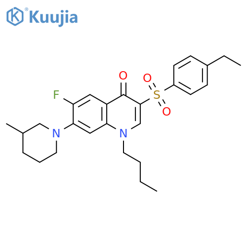 1-butyl-3-(4-ethylbenzenesulfonyl)-6-fluoro-7-(3-methylpiperidin-1-yl)-1,4-dihydroquinolin-4-one structure