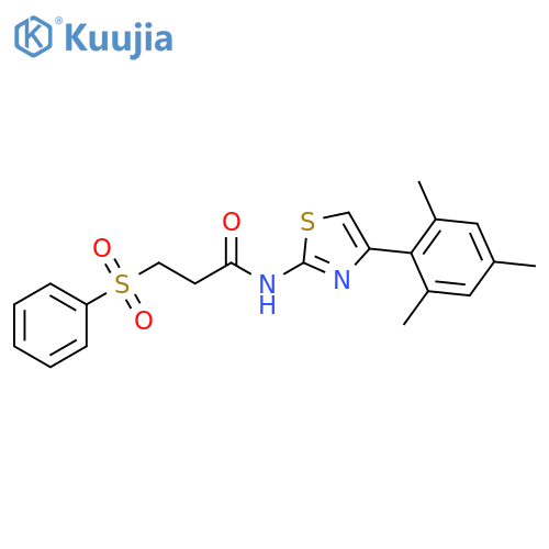 3-(benzenesulfonyl)-N-4-(2,4,6-trimethylphenyl)-1,3-thiazol-2-ylpropanamide structure
