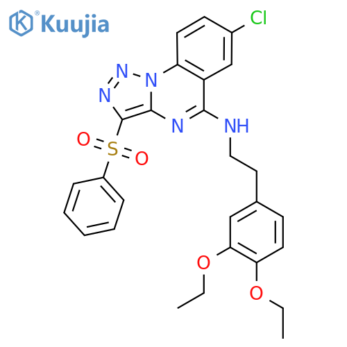 3-(benzenesulfonyl)-7-chloro-N-2-(3,4-diethoxyphenyl)ethyl-1,2,3triazolo1,5-aquinazolin-5-amine structure