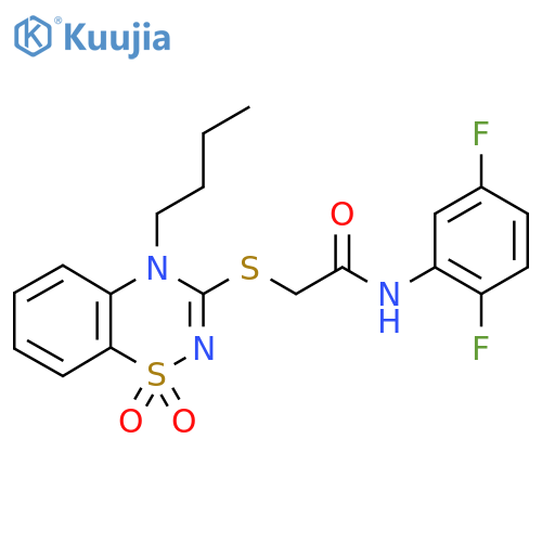 2-(4-butyl-1,1-dioxo-4H-1lambda6,2,4-benzothiadiazin-3-yl)sulfanyl-N-(2,5-difluorophenyl)acetamide structure
