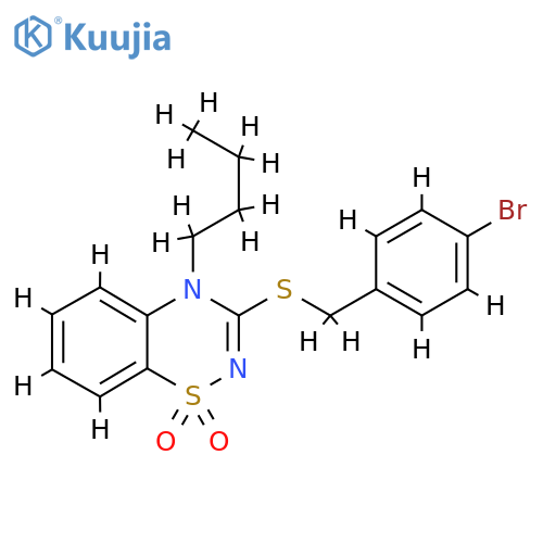 3-{(4-bromophenyl)methylsulfanyl}-4-butyl-4H-1lambda6,2,4-benzothiadiazine-1,1-dione structure