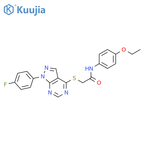 N-(4-ethoxyphenyl)-2-{1-(4-fluorophenyl)-1H-pyrazolo3,4-dpyrimidin-4-ylsulfanyl}acetamide structure