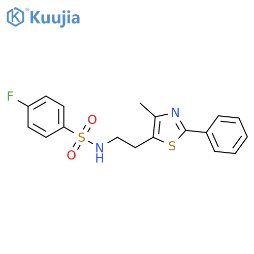 4-fluoro-N-2-(4-methyl-2-phenyl-1,3-thiazol-5-yl)ethylbenzene-1-sulfonamide structure