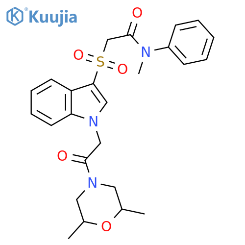 2-({1-2-(2,6-dimethylmorpholin-4-yl)-2-oxoethyl-1H-indol-3-yl}sulfonyl)-N-methyl-N-phenylacetamide structure
