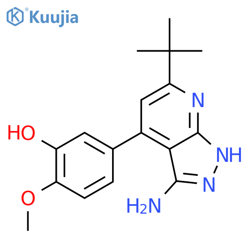 Phenol,5-[3-amino-6-(1,1-dimethylethyl)-1H-pyrazolo[3,4-b]pyridin-4-yl]-2-methoxy- structure