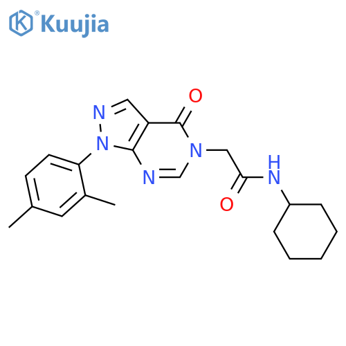 N-cyclohexyl-2-1-(2,4-dimethylphenyl)-4-oxo-1H,4H,5H-pyrazolo3,4-dpyrimidin-5-ylacetamide structure