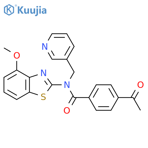 4-acetyl-N-(4-methoxy-1,3-benzothiazol-2-yl)-N-(pyridin-3-yl)methylbenzamide structure