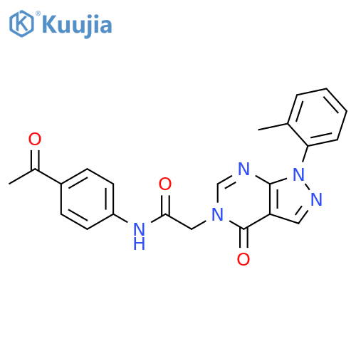 N-(4-acetylphenyl)-2-1-(2-methylphenyl)-4-oxo-1H,4H,5H-pyrazolo3,4-dpyrimidin-5-ylacetamide structure