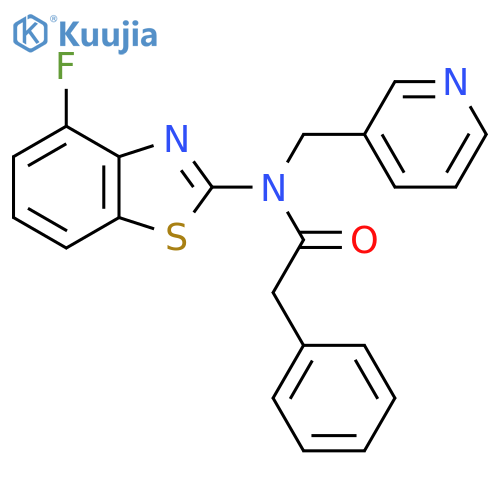 N-(4-fluoro-1,3-benzothiazol-2-yl)-2-phenyl-N-(pyridin-3-yl)methylacetamide structure