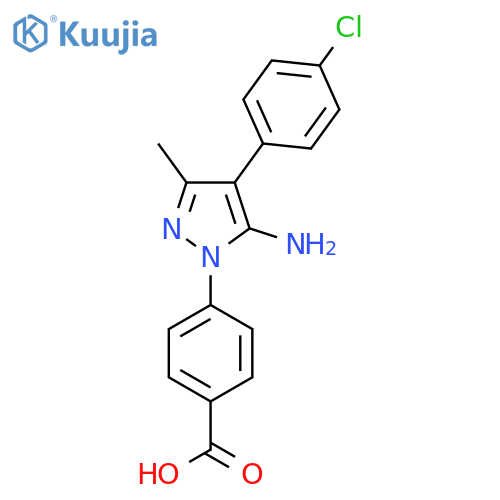 4-5-Amino-4-(4-chlorophenyl)-3-methyl-1H-pyrazol-1-ylbenzoic acid structure
