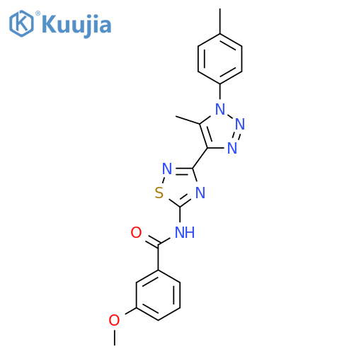 3-methoxy-N-{3-5-methyl-1-(4-methylphenyl)-1H-1,2,3-triazol-4-yl-1,2,4-thiadiazol-5-yl}benzamide structure