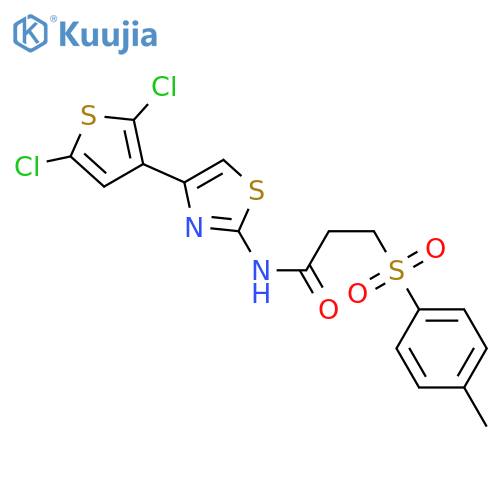 N-4-(2,5-dichlorothiophen-3-yl)-1,3-thiazol-2-yl-3-(4-methylbenzenesulfonyl)propanamide structure