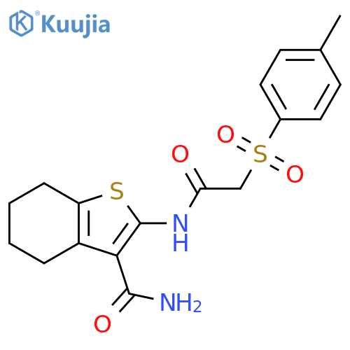 2-2-(4-methylbenzenesulfonyl)acetamido-4,5,6,7-tetrahydro-1-benzothiophene-3-carboxamide structure