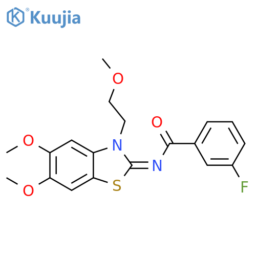 N-(2Z)-5,6-dimethoxy-3-(2-methoxyethyl)-2,3-dihydro-1,3-benzothiazol-2-ylidene-3-fluorobenzamide structure
