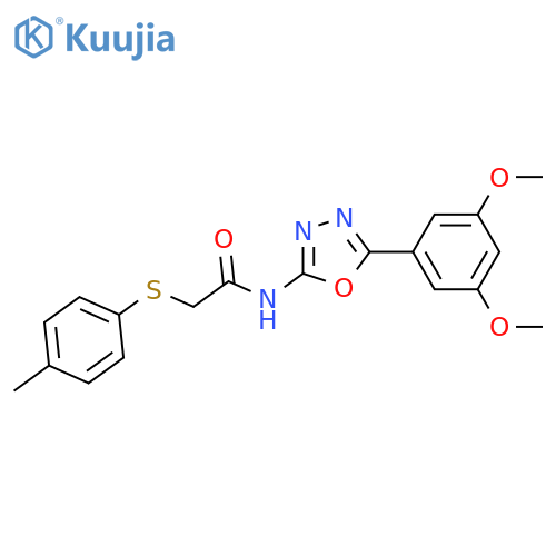 N-5-(3,5-dimethoxyphenyl)-1,3,4-oxadiazol-2-yl-2-(4-methylphenyl)sulfanylacetamide structure