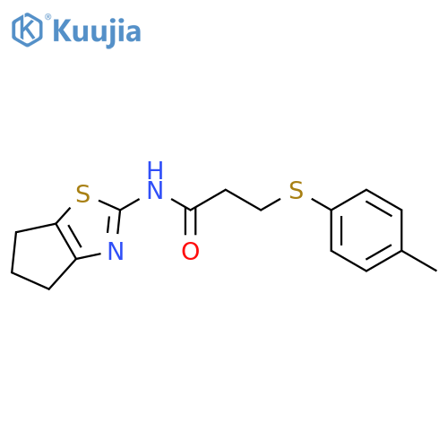 N-{4H,5H,6H-cyclopentad1,3thiazol-2-yl}-3-(4-methylphenyl)sulfanylpropanamide structure