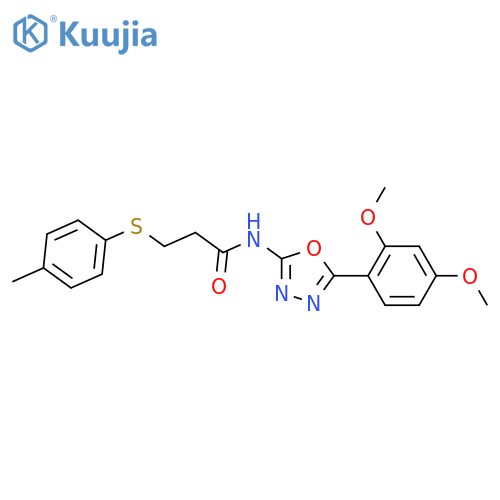 N-5-(2,4-dimethoxyphenyl)-1,3,4-oxadiazol-2-yl-3-(4-methylphenyl)sulfanylpropanamide structure