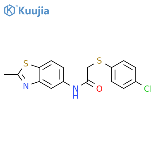 2-(4-chlorophenyl)sulfanyl-N-(2-methyl-1,3-benzothiazol-5-yl)acetamide structure