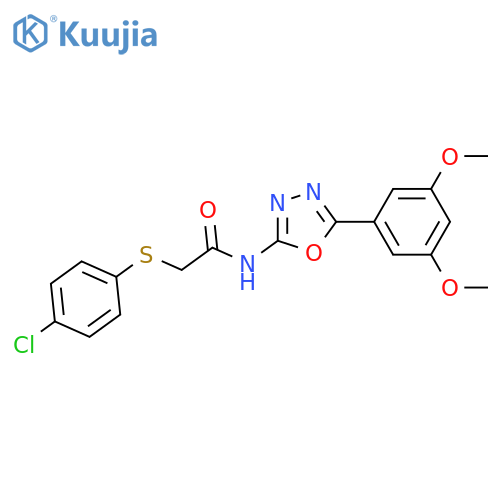 2-(4-chlorophenyl)sulfanyl-N-5-(3,5-dimethoxyphenyl)-1,3,4-oxadiazol-2-ylacetamide structure