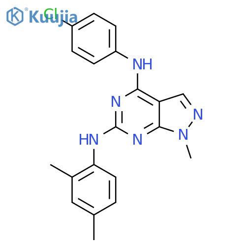 N4-(4-chlorophenyl)-N6-(2,4-dimethylphenyl)-1-methyl-1H-pyrazolo3,4-dpyrimidine-4,6-diamine structure