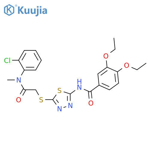 N-{5-({(2-chlorophenyl)methylcarbamoyl}methyl)sulfanyl-1,3,4-thiadiazol-2-yl}-3,4-diethoxybenzamide structure