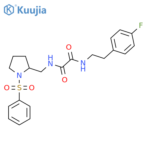 N-{1-(benzenesulfonyl)pyrrolidin-2-ylmethyl}-N'-2-(4-fluorophenyl)ethylethanediamide structure