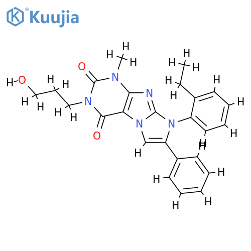 8-(2-ethylphenyl)-3-(3-hydroxypropyl)-1-methyl-7-phenyl-1H,2H,3H,4H,8H-imidazo1,2-gpurine-2,4-dione structure