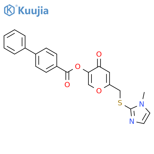 6-{(1-methyl-1H-imidazol-2-yl)sulfanylmethyl}-4-oxo-4H-pyran-3-yl 1,1'-biphenyl-4-carboxylate structure